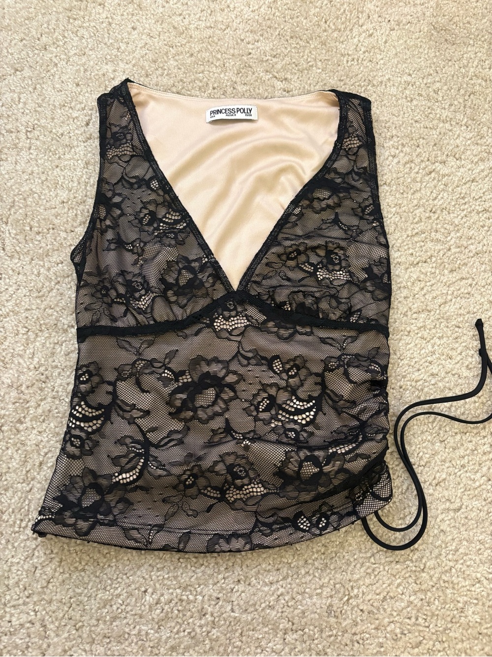 Princess Polly Black Lace Cami with Nude Lining